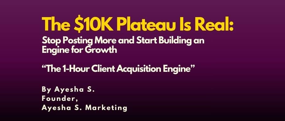 The 10K Plateau That keeps founders stuck: :Blog post about why referral based businesses have a difficult time scaling and how to get past the 10K plateau and scale with confidence using optimized marketing systems.
